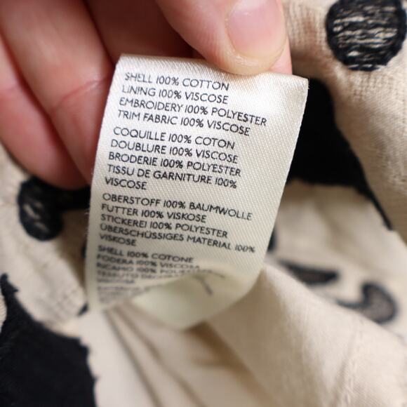 ANTHROPOLOGIE A-Line Flounce Mini Skirt Emobroidered Floral Black Tan Women's S - Picture 16 of 16